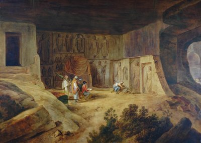 Inside Of Kanaree Cave At Salsette by Thomas Daniell